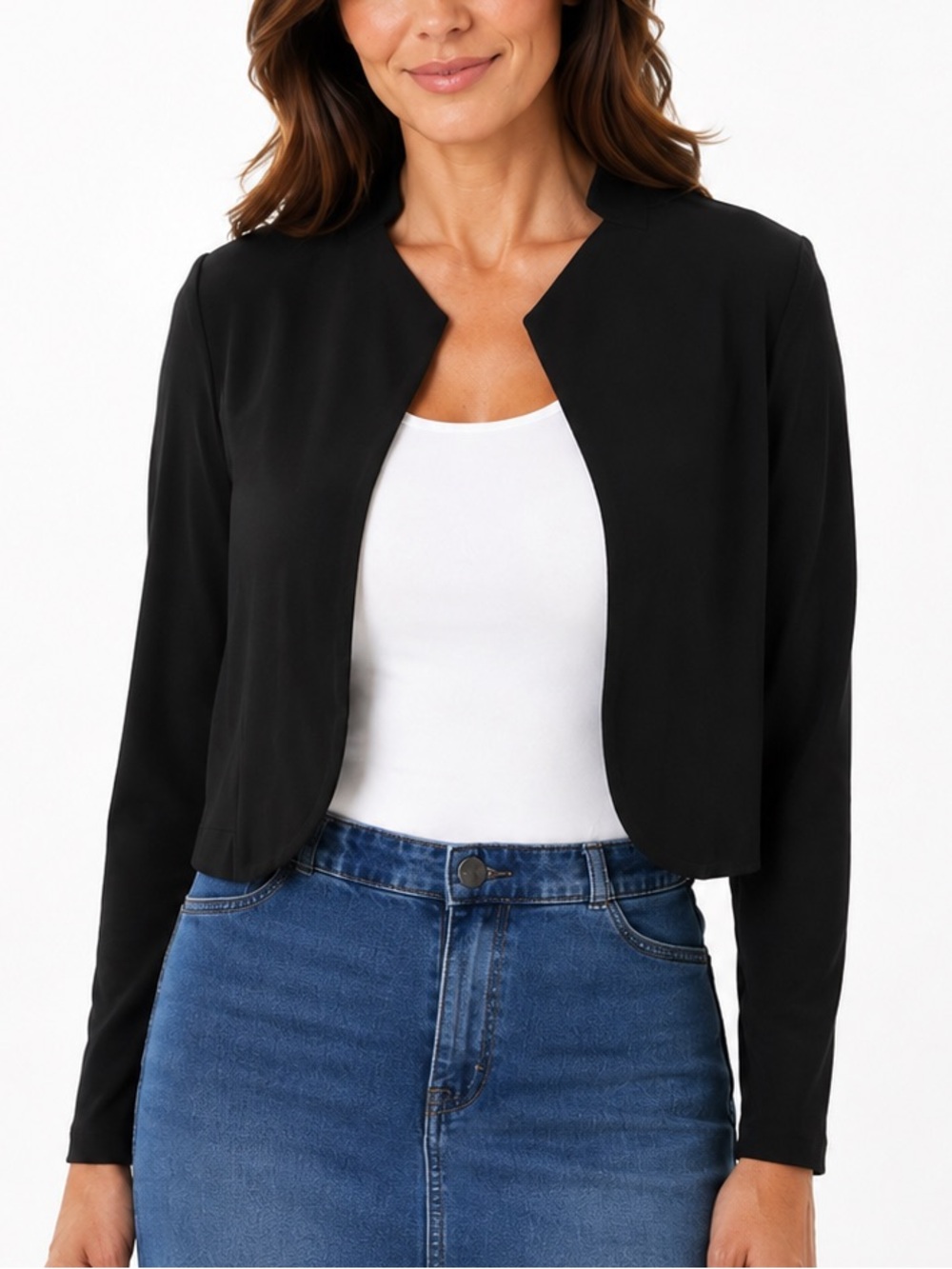 Bali - Cropped Black Open-Front Bolero Jacket